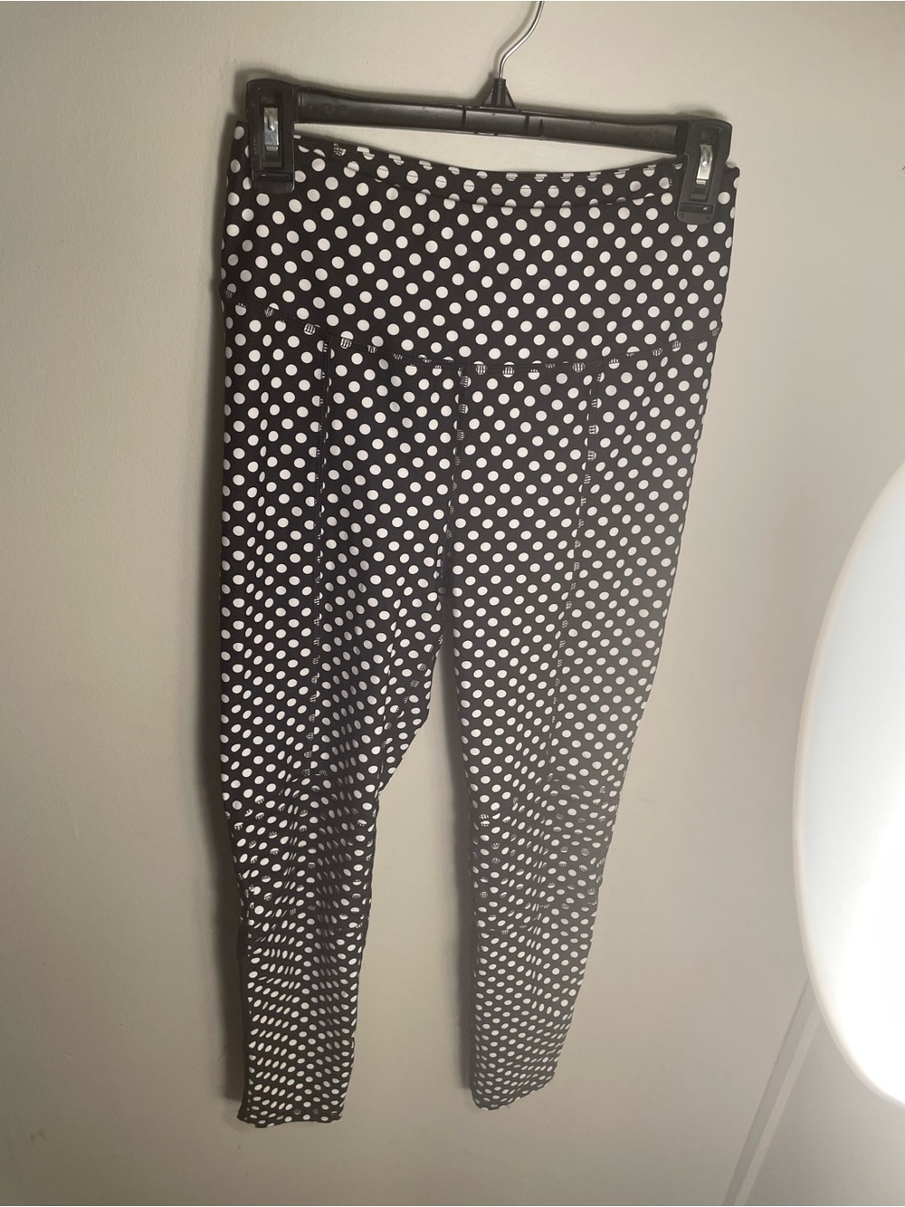 Polka dot leggings with a sheer bottom section